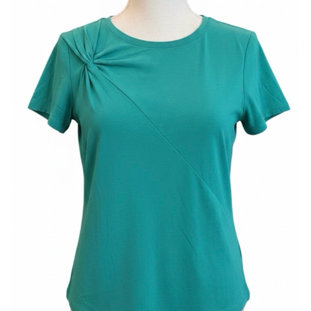 Sage & Fig Teal Knotted Front Short Sleeve Top - Size Small Brand New in Bag